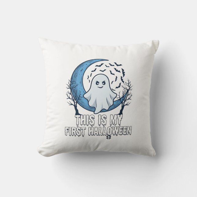 Coussin Est Premier Fantôme Halloween Croissant Lune Chauv (Recto)