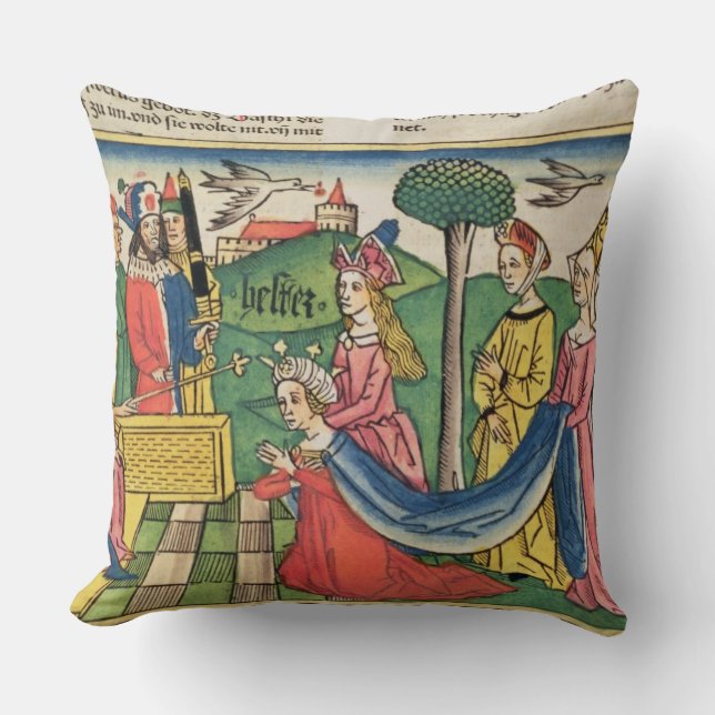 Coussin Esther 2 15-18, Esther est choisie pour être reine (Recto)