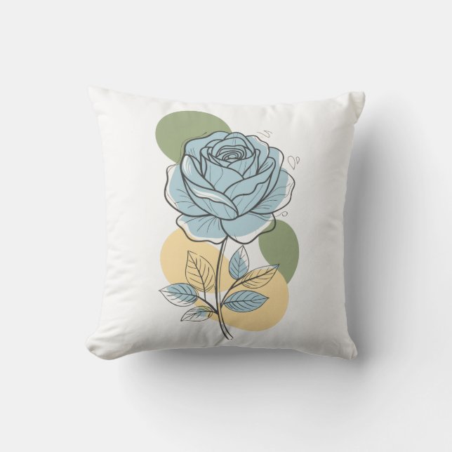 Coussin Esthétique botanique moderne - Art linéaire de ros (Recto)