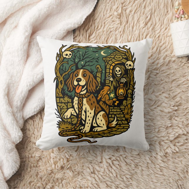 Coussin Esthétique de chien squelette effrayant horreur (Couverture)