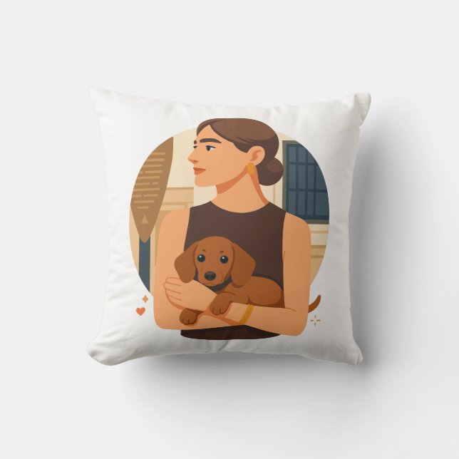 Coussin Esthétique moderne de maman de chien avec un chiot (Recto)