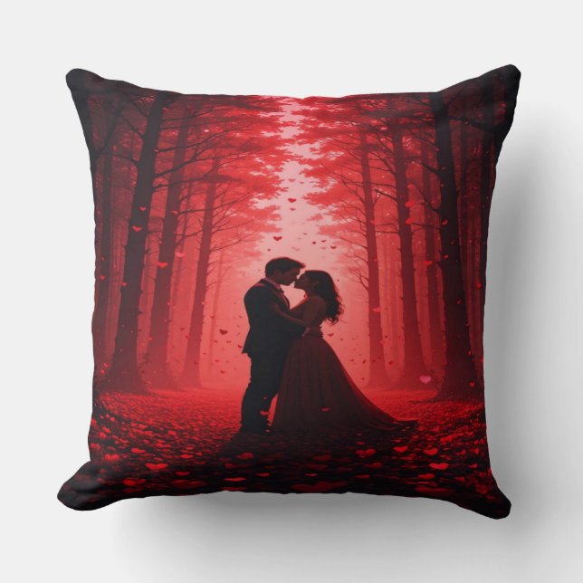 Coussin et Cadeau Couple de la Forêt Romantique (Recto)