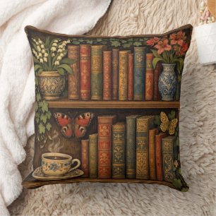 Coussin Étagère à livres rétro cosy