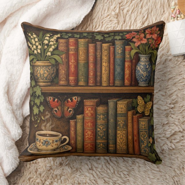 Coussin Étagère à livres rétro cosy (Couverture)
