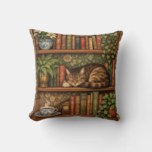 Coussin Étagère vintage avec chat et café