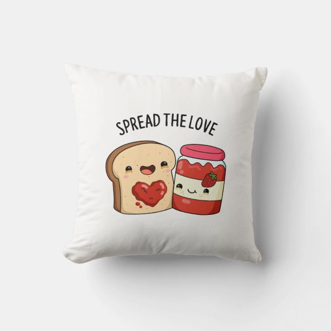 Coussin Étaler la confiture Amour Drôle et le touron de pa (Recto)