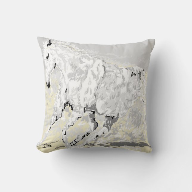 Coussin Étalon blanc sauvage de l'oreiller (Recto)