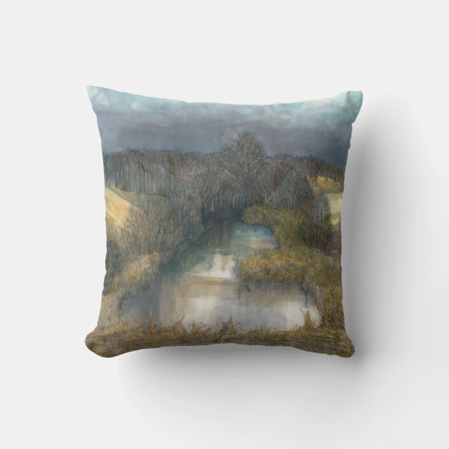 Coussin Etanche d'automne peinture aquarelle (Recto)