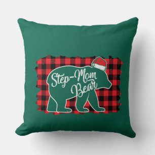 Coussin Étape de Noël Maman Ours Noël Rouge Plaid Buffle
