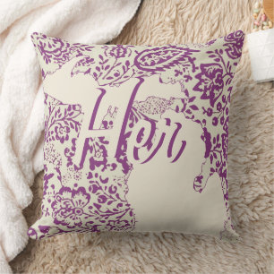 Coussin État de la mariée Michigan Floral violet et beige
