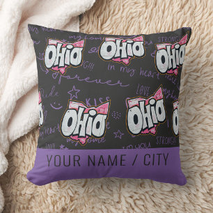 Coussin État de l'Ohio 90s graffiti décoration maison