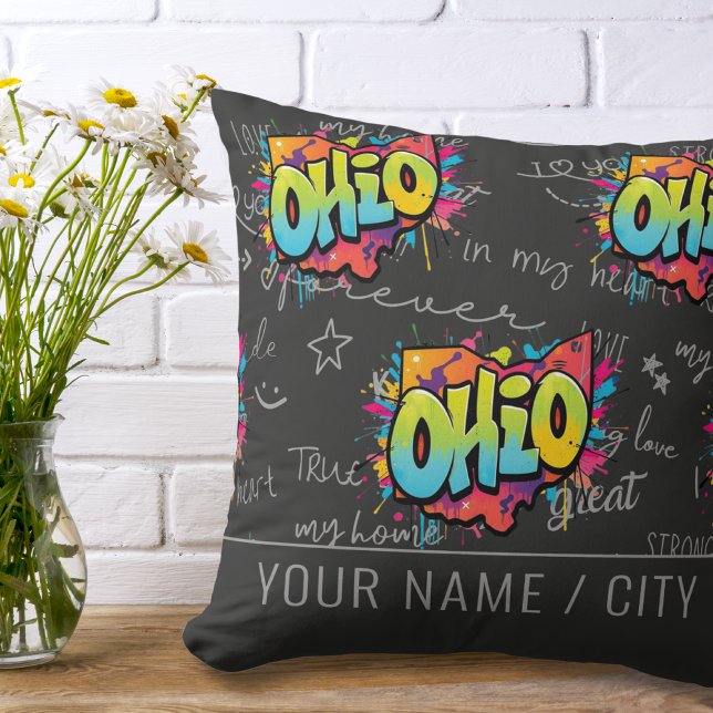 Coussin État de l'Ohio graffiti maison décoration (Créateur téléchargé)