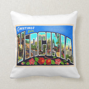 Coussin État de Virginie VA Vintage Grande lettre carte p