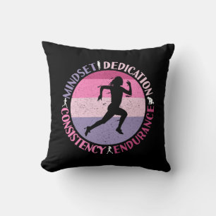 Coussin État d'esprit de course - Citation d'endurance de 
