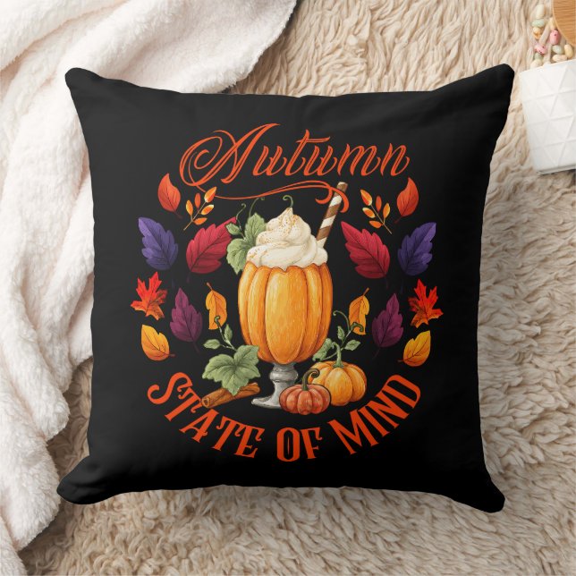 Coussin État D'Esprit Noir Automne (Couverture)