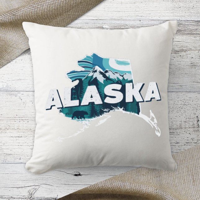 Coussin État d'origine couleur rétro Alaska  (Créateur téléchargé)
