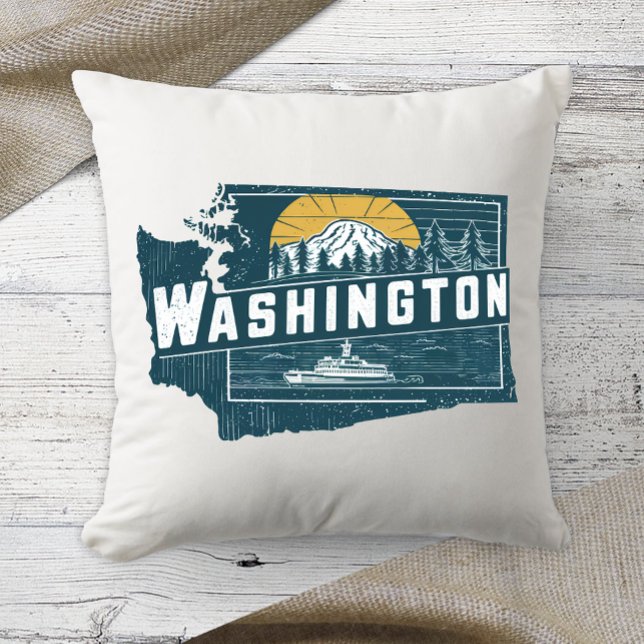 Coussin État d'origine Washington Couleur Rétro (Créateur téléchargé)