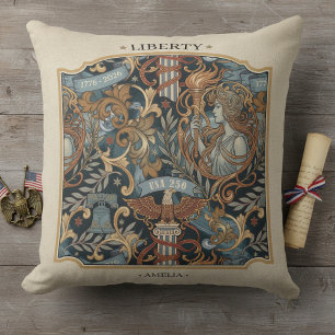 Coussin États-Unis 250 Liberté Art Nouveau Motif Bordure I