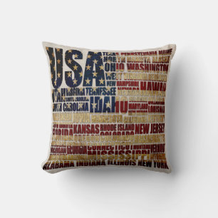Coussin États-Unis et leurs États fédéraux en étoiles et b