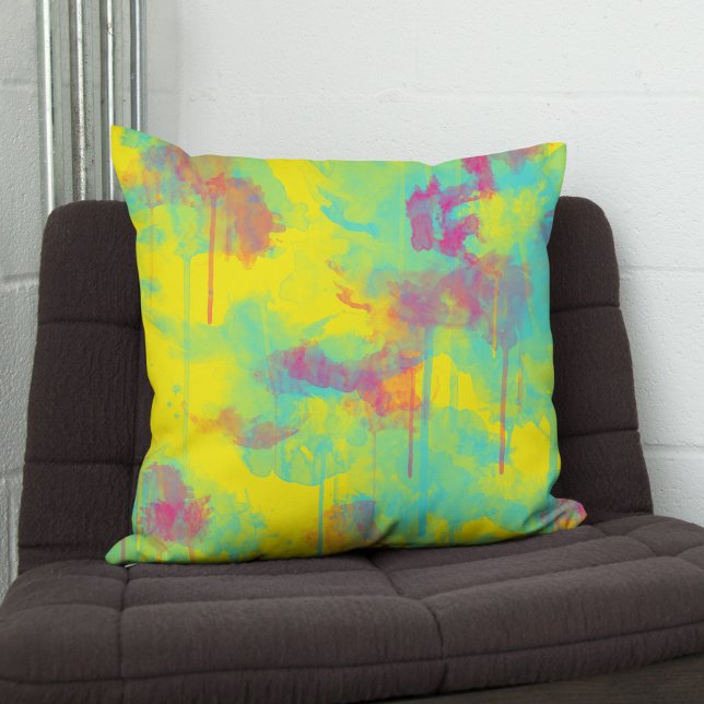 Coussin Été abstrait Colorful fun Aquarelle éclaboussures (Créateur téléchargé)