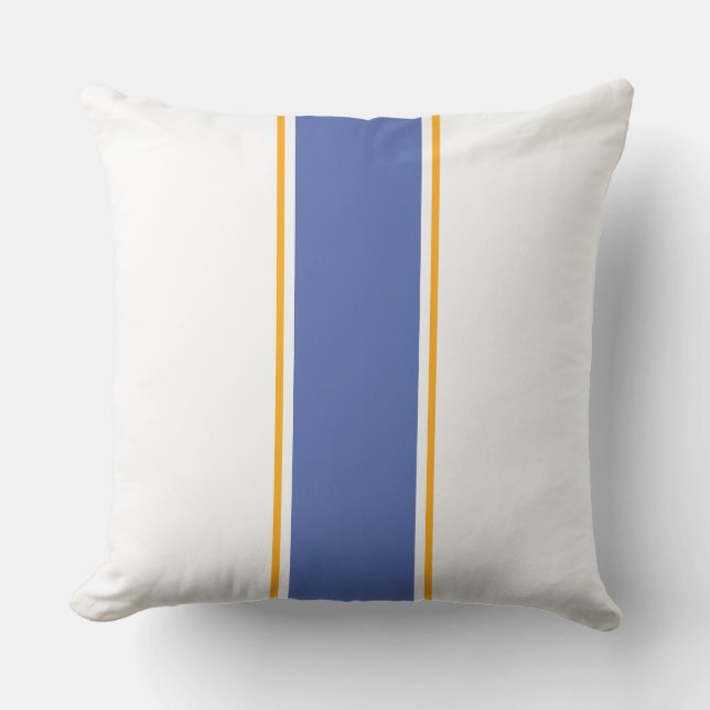 Coussin Été Bleu Jaune Doré Tranche De Course Sur Blanc (Recto)