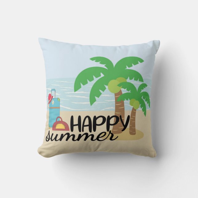 Coussin Été Bon été à l'oreiller à la plage (Recto)
