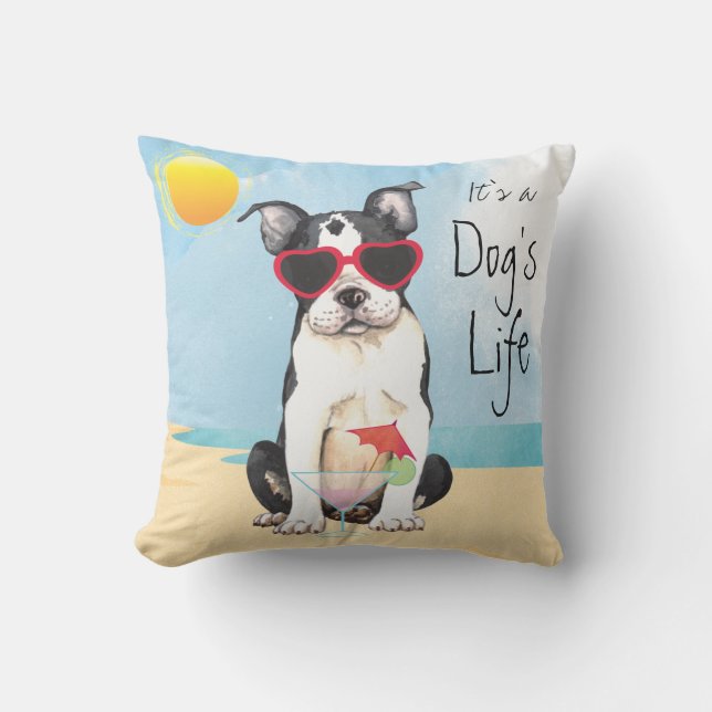 Coussin Été Boston Terrier (Recto)