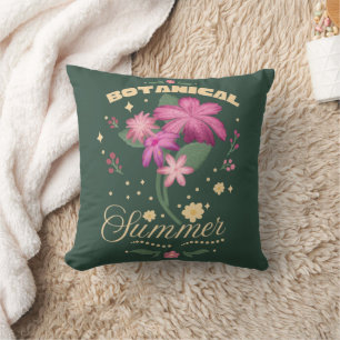 Coussin Été botanique floral sauvage Cottagecore 