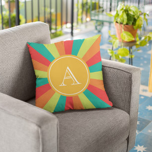 Coussin Été chaud Personnalisé Monogramme Nom Couleur Roue