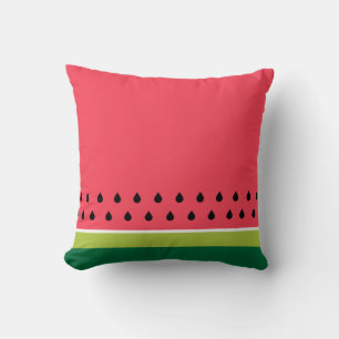 Coussin Eté Corail Rose Vert pastèque Fruit Stripes