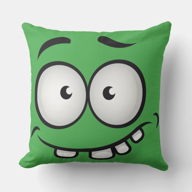 Coussin Été drôle et laid visage vert (Recto)
