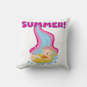 Coussin Été Fille blonde