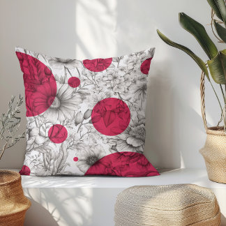 Coussin Été Floral décoratif Peonies roses rétro