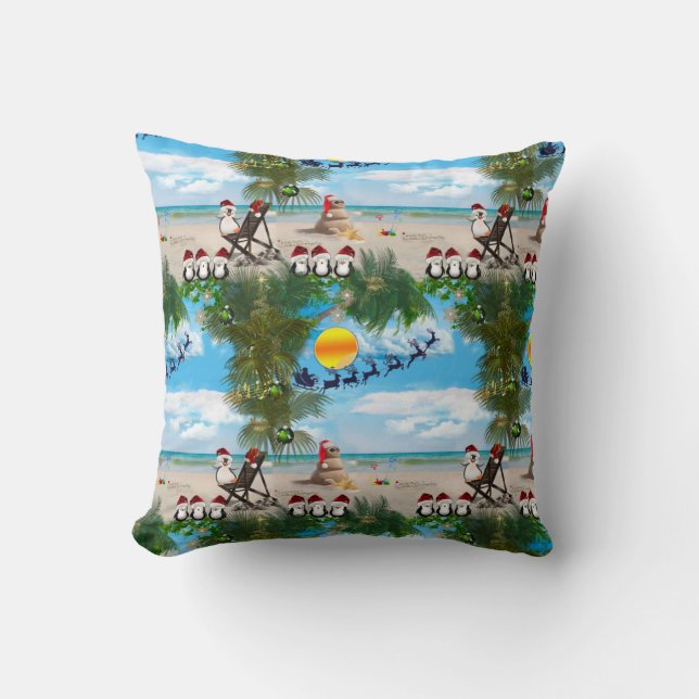 Coussin Été Noël bébé sur la plage répéter Design (Recto)