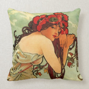 Coussin Été par Alphonse Mucha