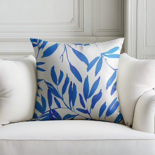 Coussin Eté plage bleu feuille couleur