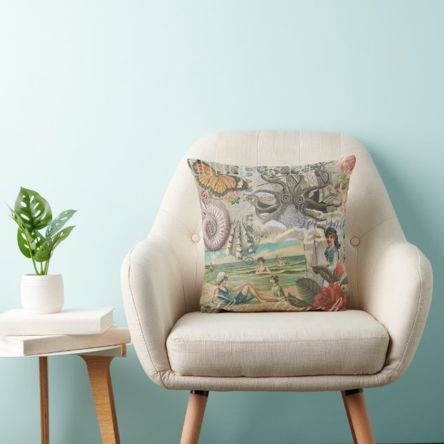 Coussin été plage vintage pieuvre antique voile (Chaise)
