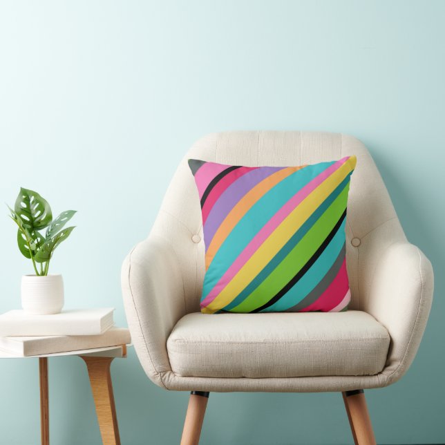 Coussin Été Rayures Diagonales Jeu d'oreiller (Chaise)
