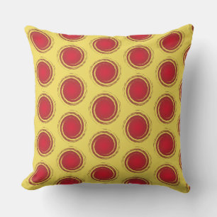 Coussin Été rouge et jaune de Sun de cercle de pois
