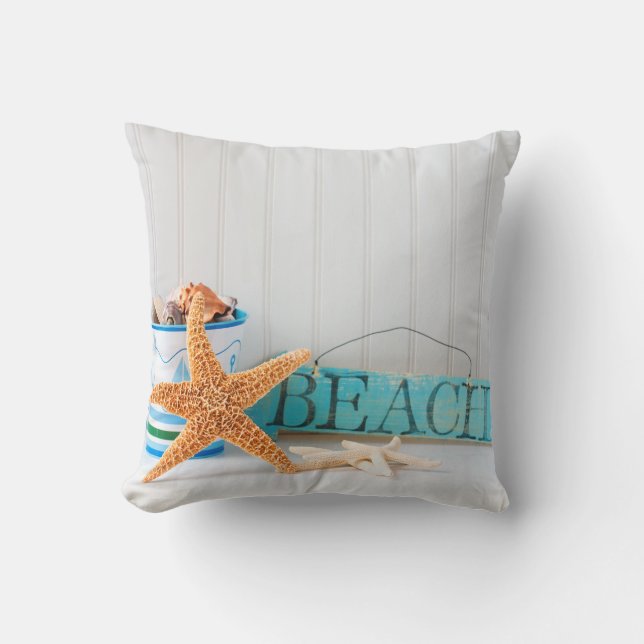 Coussin Été tropical de plage d'étoiles de mer (Recto)