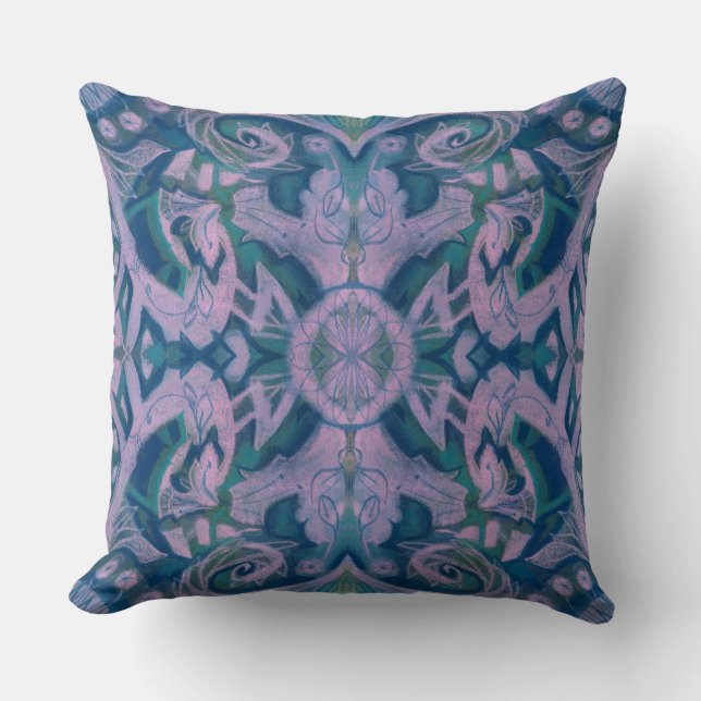 Coussin Été Twilight abstrait motif floral bleu lilas (Recto)