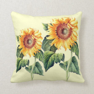 Coussin Été vintage de tournesols de pays botanique