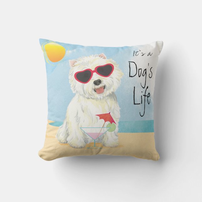 Coussin Été Westie (Recto)