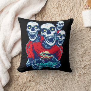 Coussin Eternal Gaming Brotherhood : Le Red Gamer Skeleton