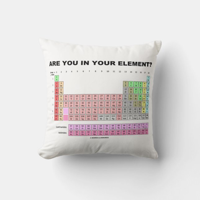 Coussin Êtes-Vous Dans Votre Élément ? Humour de table pér (Recto)