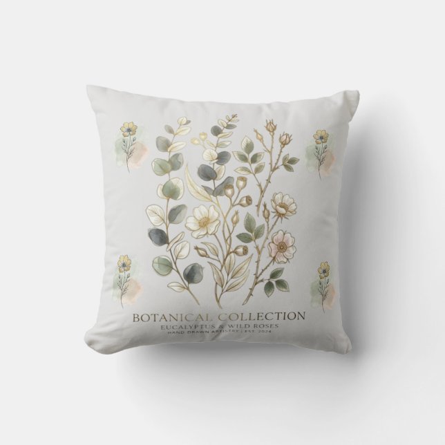 Coussin Ethereal Gold & Sage Botanical Collection (Recto)