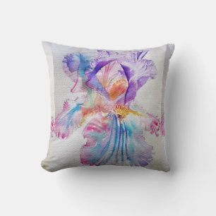 Coussin Ethérée Purple Iris Aquarelle floral Cushion