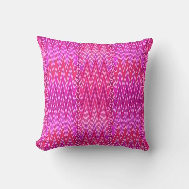 Coussin Ethnic Chevron Damask, Purple et Fuchsia Pink (Recto)