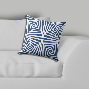 Coussin Ethnic Motif en spirale bleu et blanc