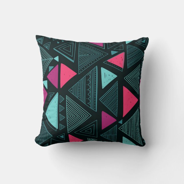 Coussin Ethnic Tribal Boho : Doodle Vintage. (Recto)
